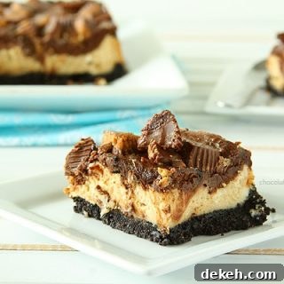 Chocolate Peanut Butter Cup Cheesecake Squares