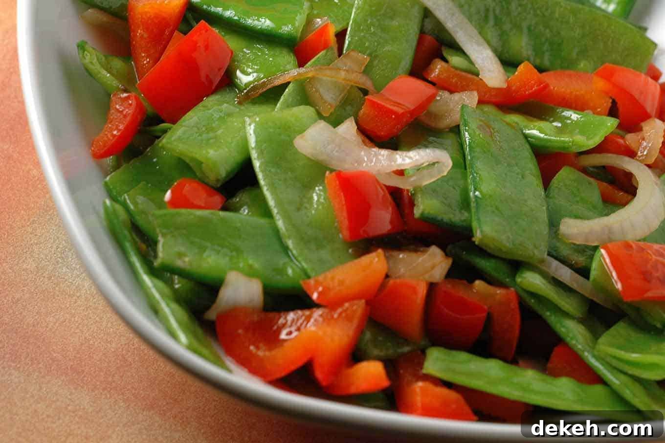 Stir-Fried Snow Peas, Red Pepper and Shallots