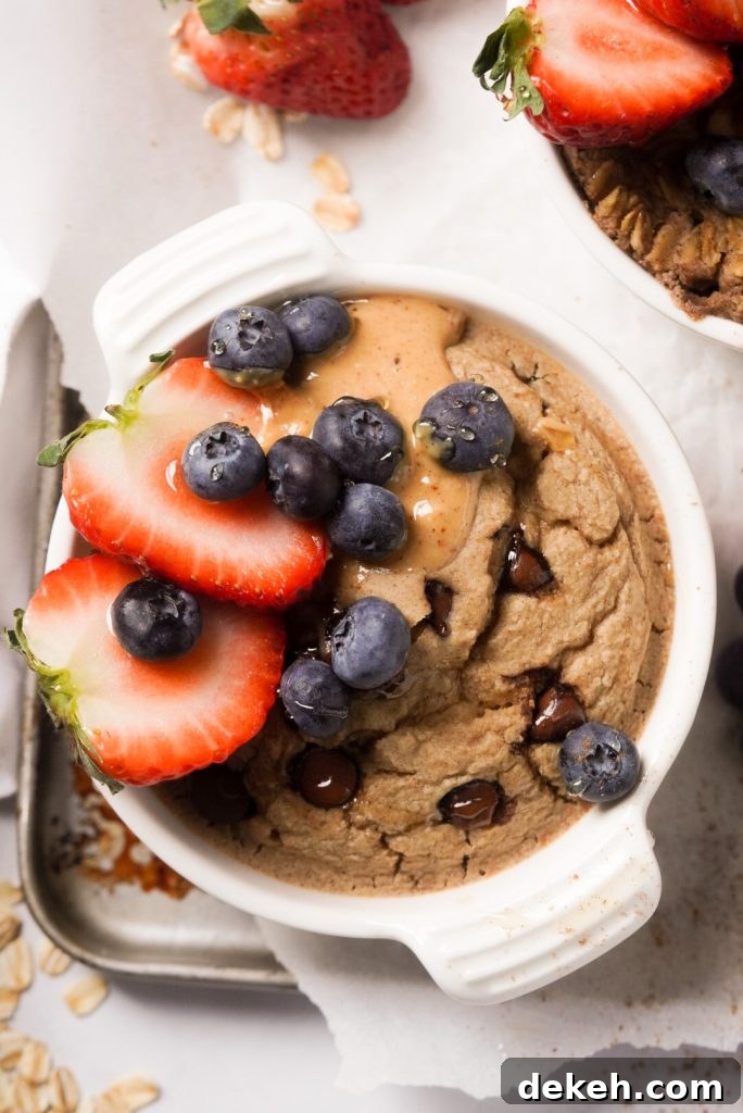 Single-Serve Baked Oats Without Banana 6 blended baked oats for one