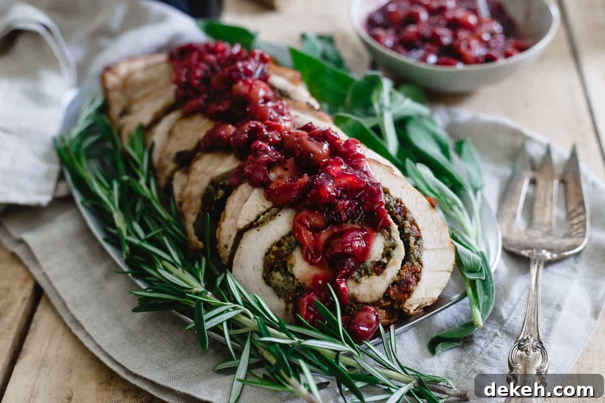 Try this gorgeous tart cherry chestnut stuffed turkey roulade topped with red wine soaked cherries for your winter holiday spread. Try this gorgeous tart cherry chestnut stuffed turkey roulade topped with red wine soaked cherries for your winter holiday spread.