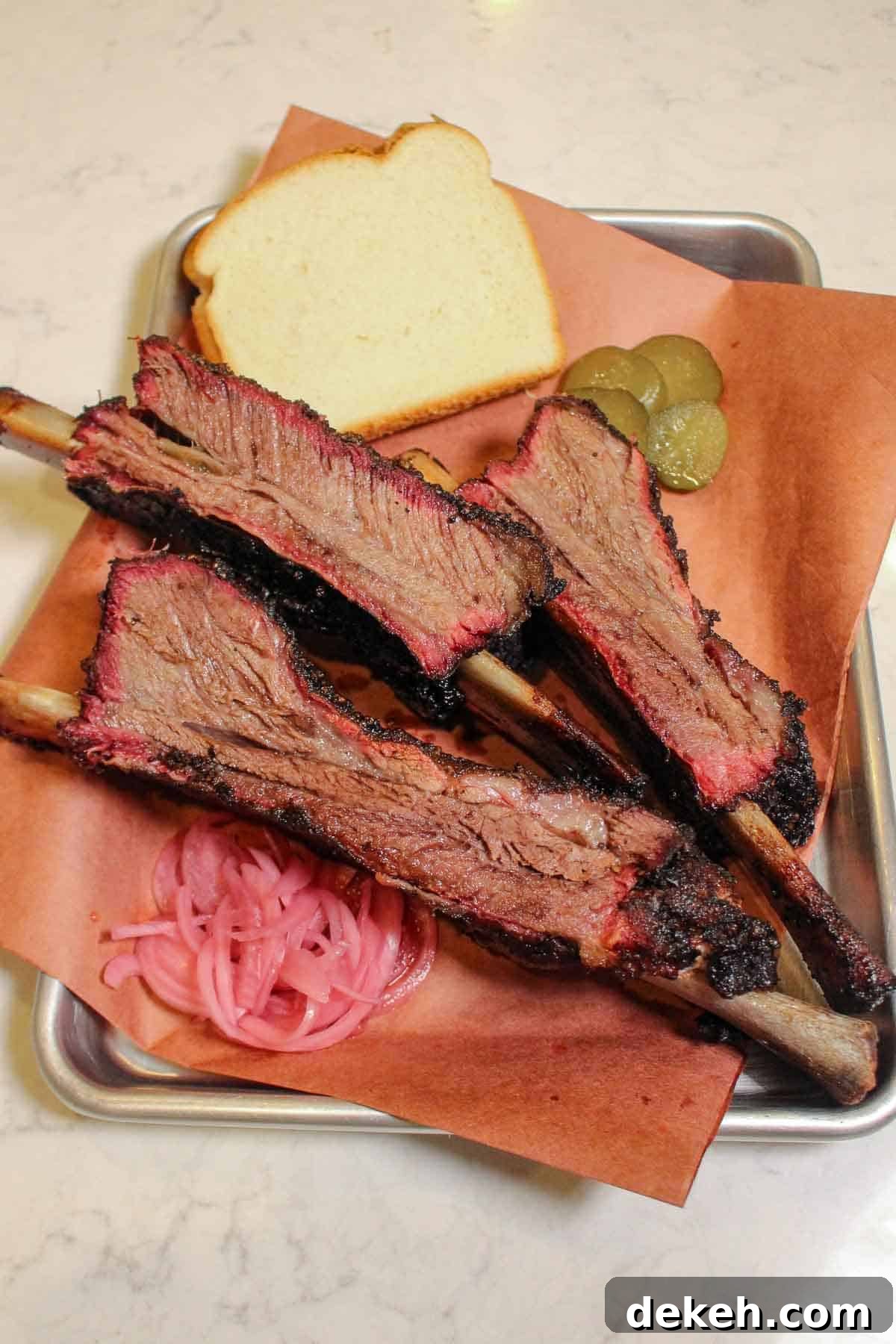 Smoked Beef Ribs with Garlic and Jalapeño 9 A plate of smoked garlic jalapeño beef ribs.