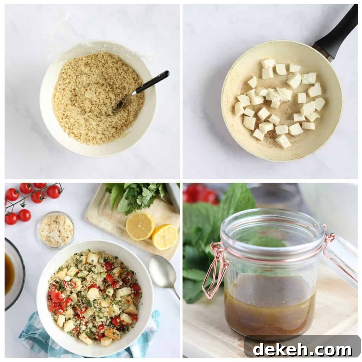 Herbed Couscous and Halloumi Salad with Lemon Dressing 5 Step by step photo instructions for making halloumi couscous part 2