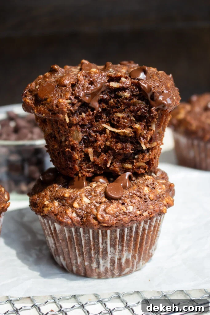 Moist Coconut Oatmeal Chocolate Muffins 2 Coconut oatmeal chocolate muffins
