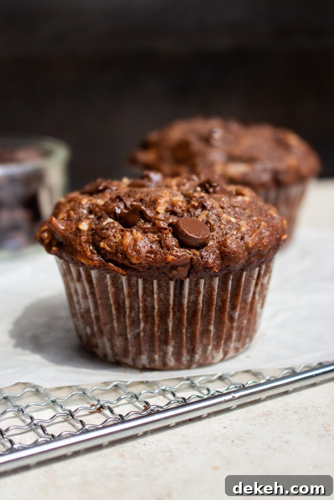 Moist Coconut Oatmeal Chocolate Muffins 3 Muffin batter and scooping