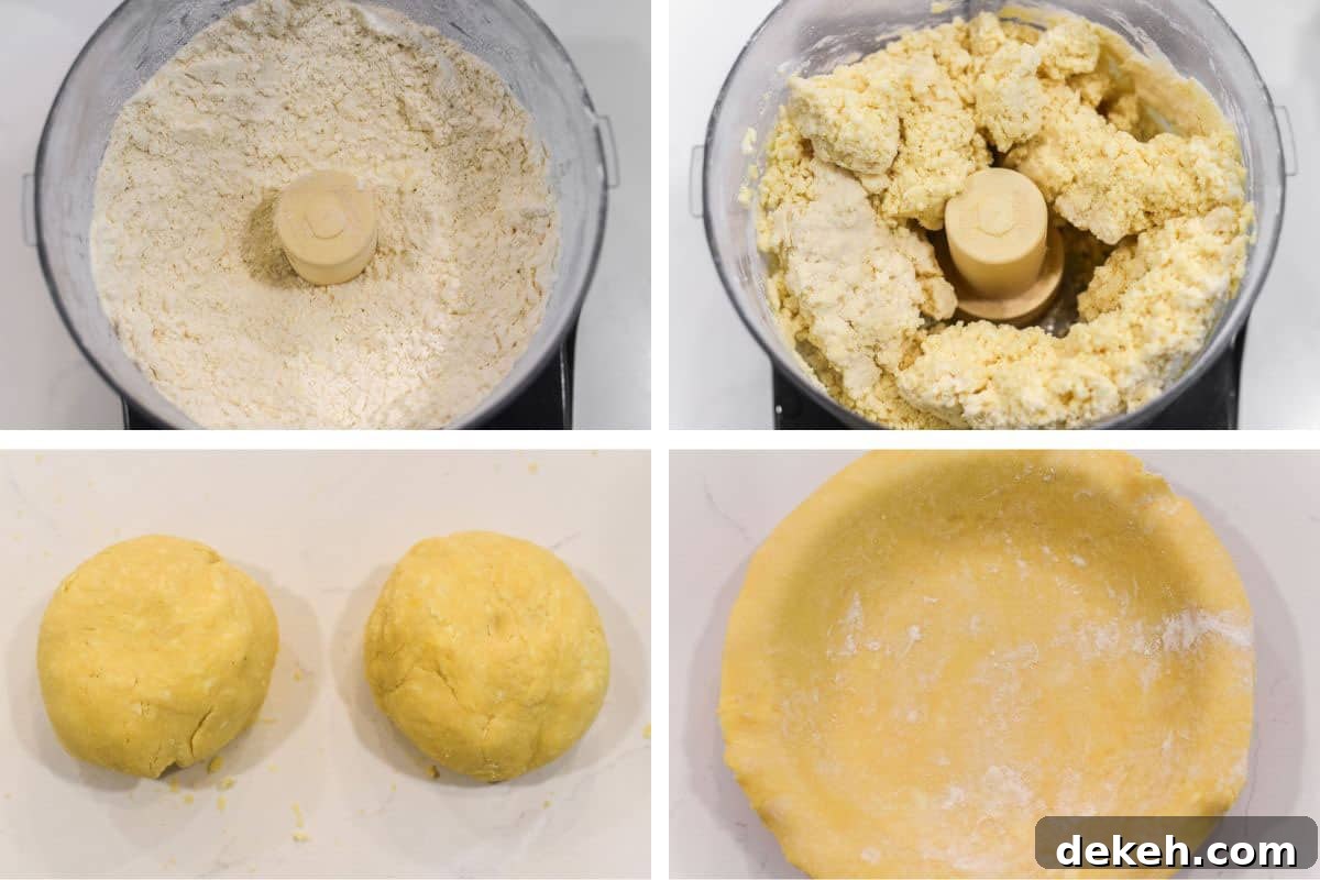 Classic Chicken and Ham Pie with Golden Puff Pastry 4 process shots of making the pie crust