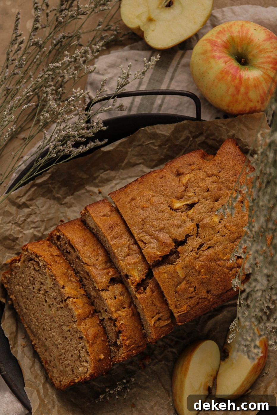 Moist Cinnamon Apple Loaf with Brown Sugar Glaze 6 spiced apple loaf
