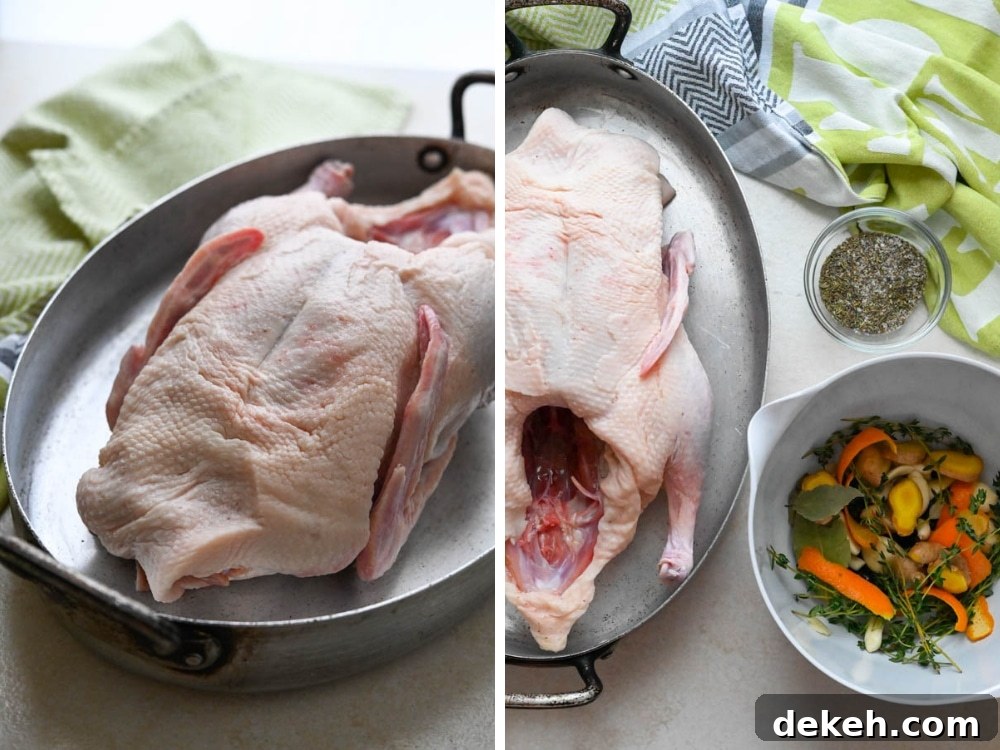 duck and aromatics for french duck recipe.