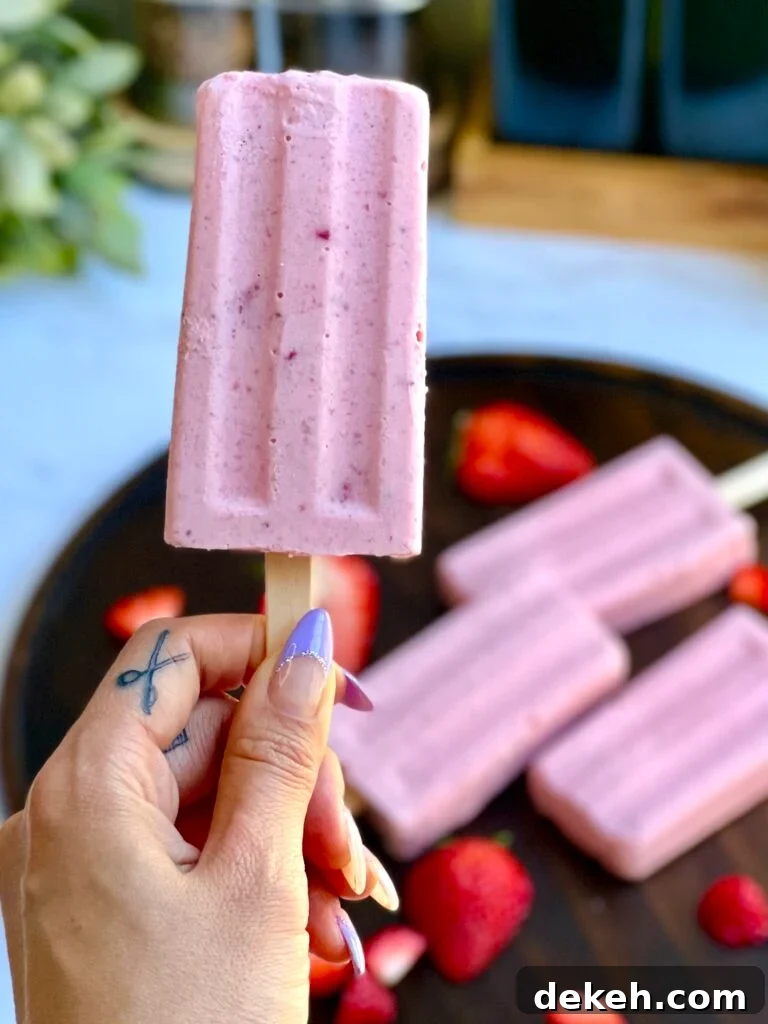 Creamy Strawberry Paletas: Homemade Mexican Ice Pops 5 Silicone popsicle mold