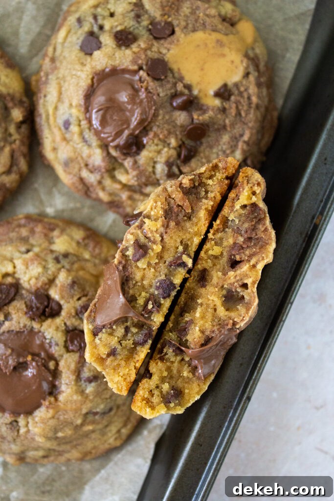 Chewy Peanut Butter and Nutella Swirl Cookies 3 Close up of cookie